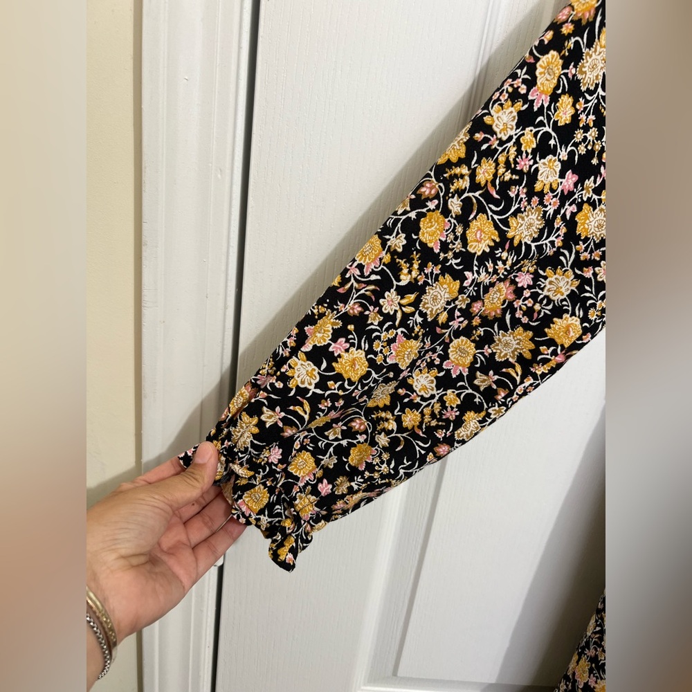 LOFT Floral Black and Yellow Dress - Picture 11 of 12